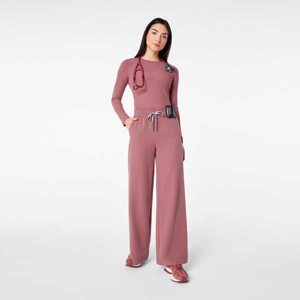 women's Mauve High Waisted Allison Ultra Wide Leg - Scrub Pant