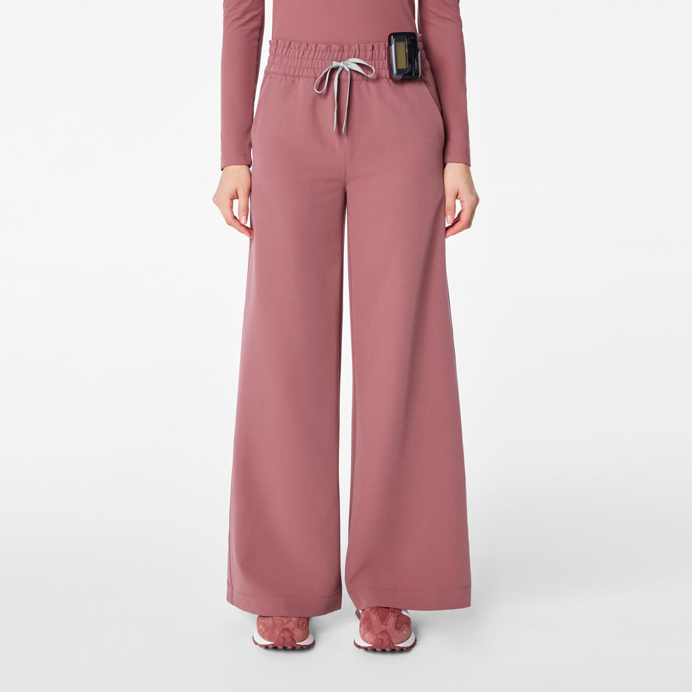 women's Mauve High Waisted Allison Ultra Wide Leg - Scrub Pant