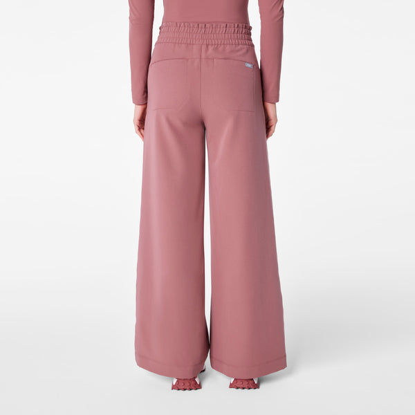 women's Mauve High Waisted Allison Ultra Wide Leg - Scrub Pant
