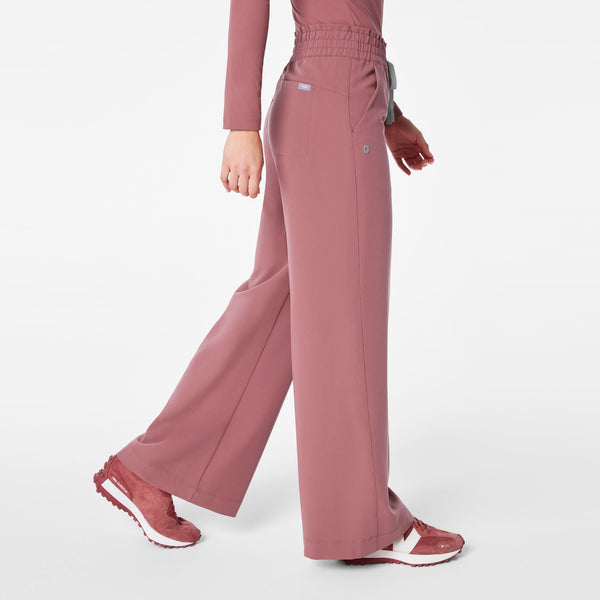 women's Mauve High Waisted Allison Ultra Wide Leg - Scrub Pant