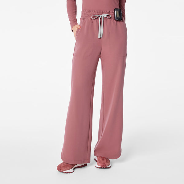 women's Mauve Marseille High-Rise Wide-Leg - Petite Scrub Pant