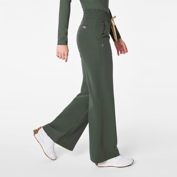 women's Moss High Waisted Allison Ultra Wide Leg - Petite Scrub Pant