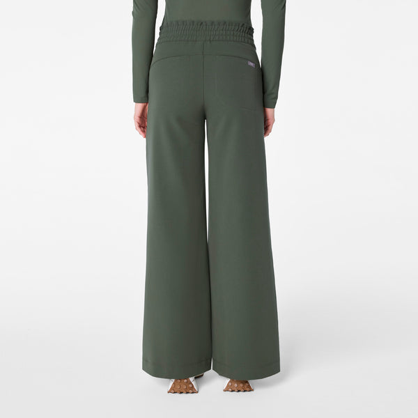women's Moss High Waisted Allison Ultra Wide Leg - Petite Scrub Pant