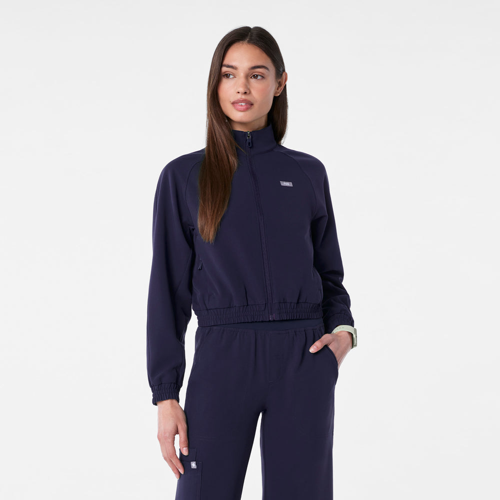 women's Navy Cropped Sydney - Scrub Jacket