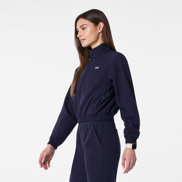 women's Navy Cropped Sydney - Scrub Jacket