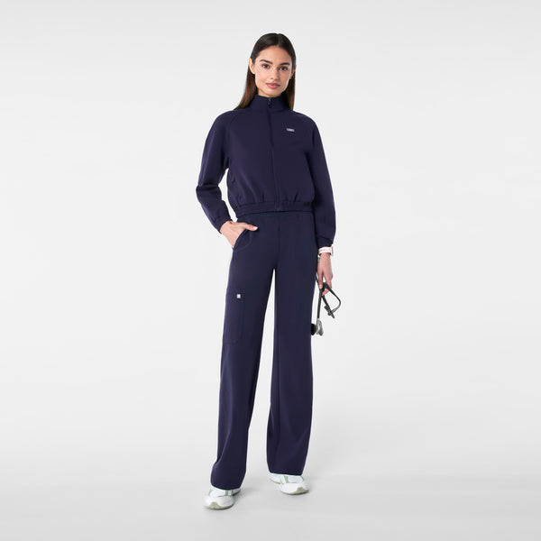 women's Navy Cropped Sydney - Scrub Jacket