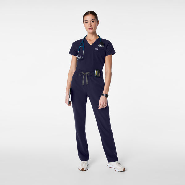 women's Navy High Waisted Salida Straight Leg - Petite Scrub Pant