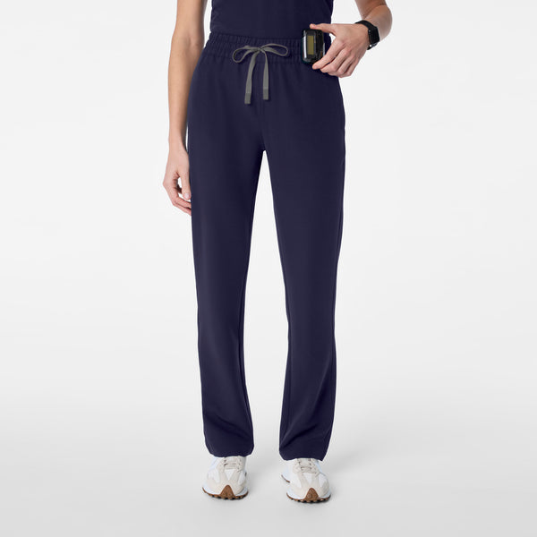 women's Navy High Waisted Salida Straight Leg - Petite Scrub Pant