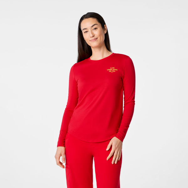 women's Pop Red Luck Looks Good On You Supersoft - Longsleeve Underscrub