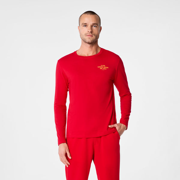 men's Pop Red Luck Looks Good On You Supersoft - Longsleeve Underscrub