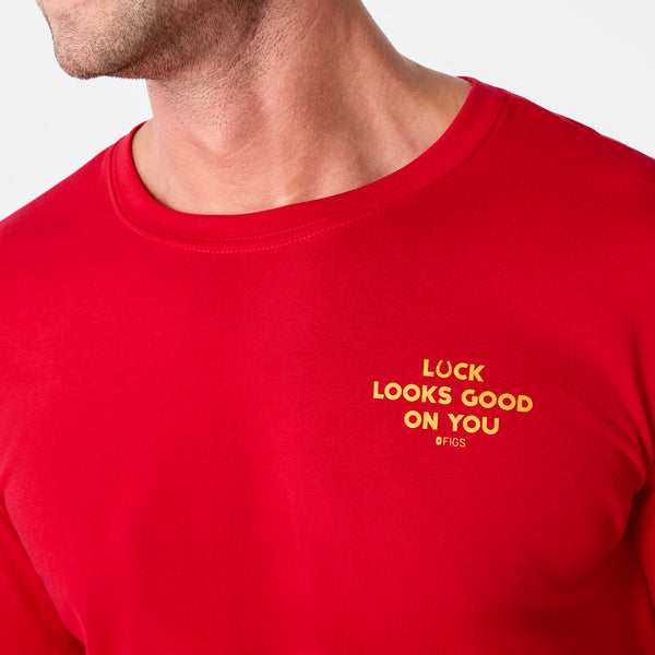 men's Pop Red Luck Looks Good On You Supersoft - Longsleeve Underscrub