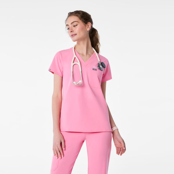 women's Sunrise Pink Catarina Petite - One-Pocket Scrub Top™