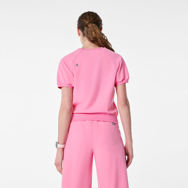 women's Sunrise Pink Holly - Puff Sleeve Scrub Top