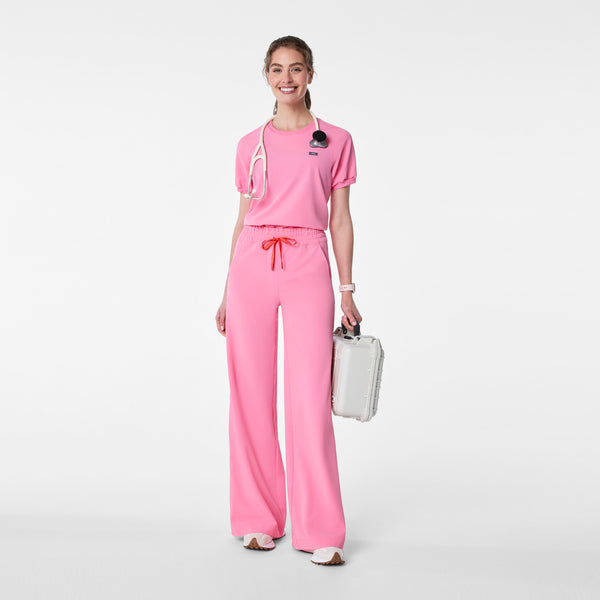women's Sunrise Pink Allison High-Rise Ultra-Wide-Leg - Scrub Pant