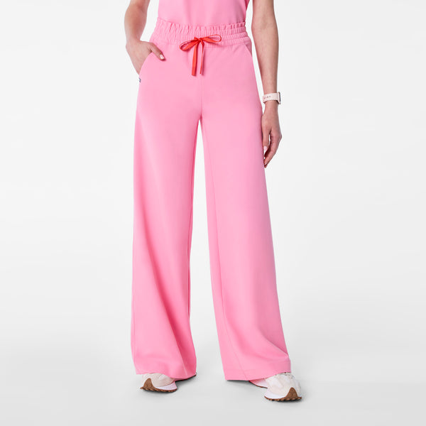 women's Sunrise Pink Allison High-Rise Ultra-Wide-Leg - Scrub Pant