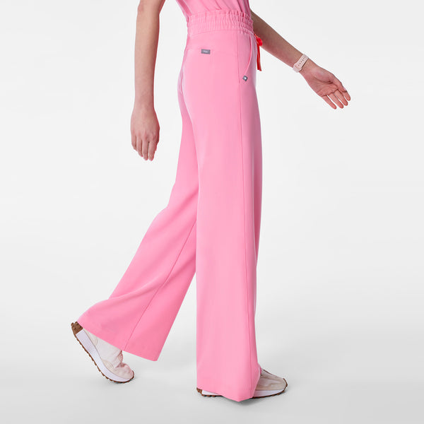women's Sunrise Pink Allison High-Rise Ultra-Wide-Leg - Scrub Pant
