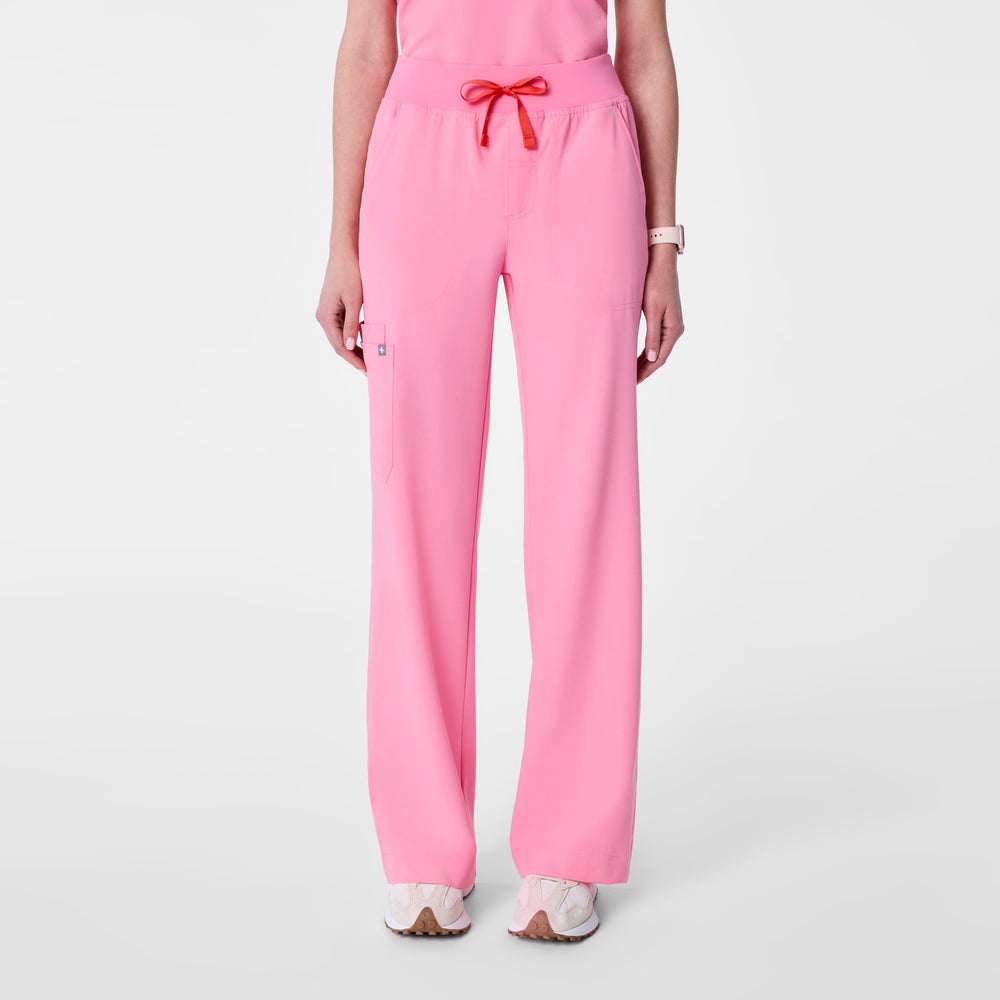 women's Sunrise Pink Isabel High-Rise Wide-Leg - Scrub Pant