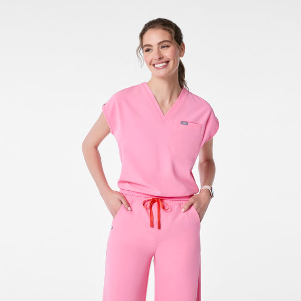 women's Sunrise Pink Raleigh Relaxed - Scrub Top