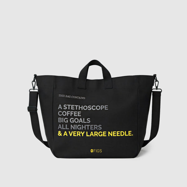 Black A Very Large Needle - Detachable Strap Tote