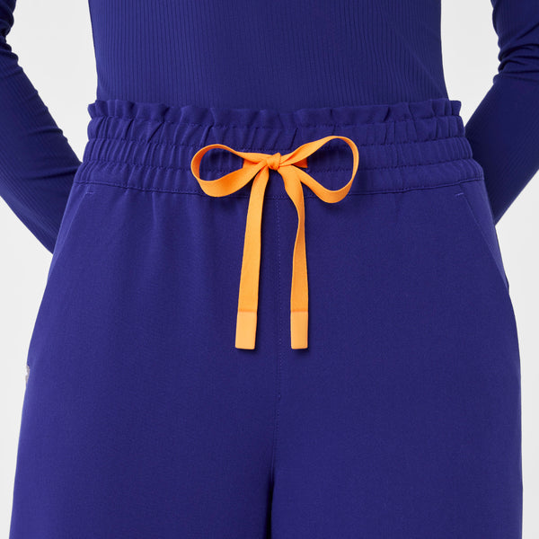 women's Deep Royal Blue High Waisted Allison Ultra Wide Leg - Petite Scrub Pant