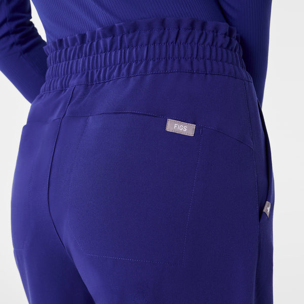 women's Deep Royal Blue High Waisted Allison Ultra Wide Leg - Petite Scrub Pant