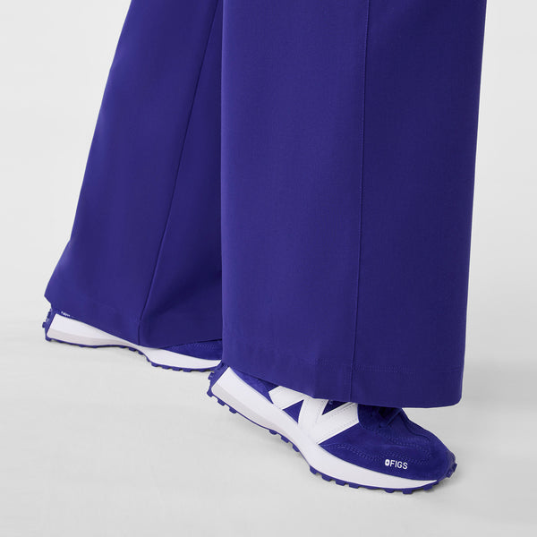 women's Deep Royal Blue High Waisted Allison Ultra Wide Leg - Petite Scrub Pant