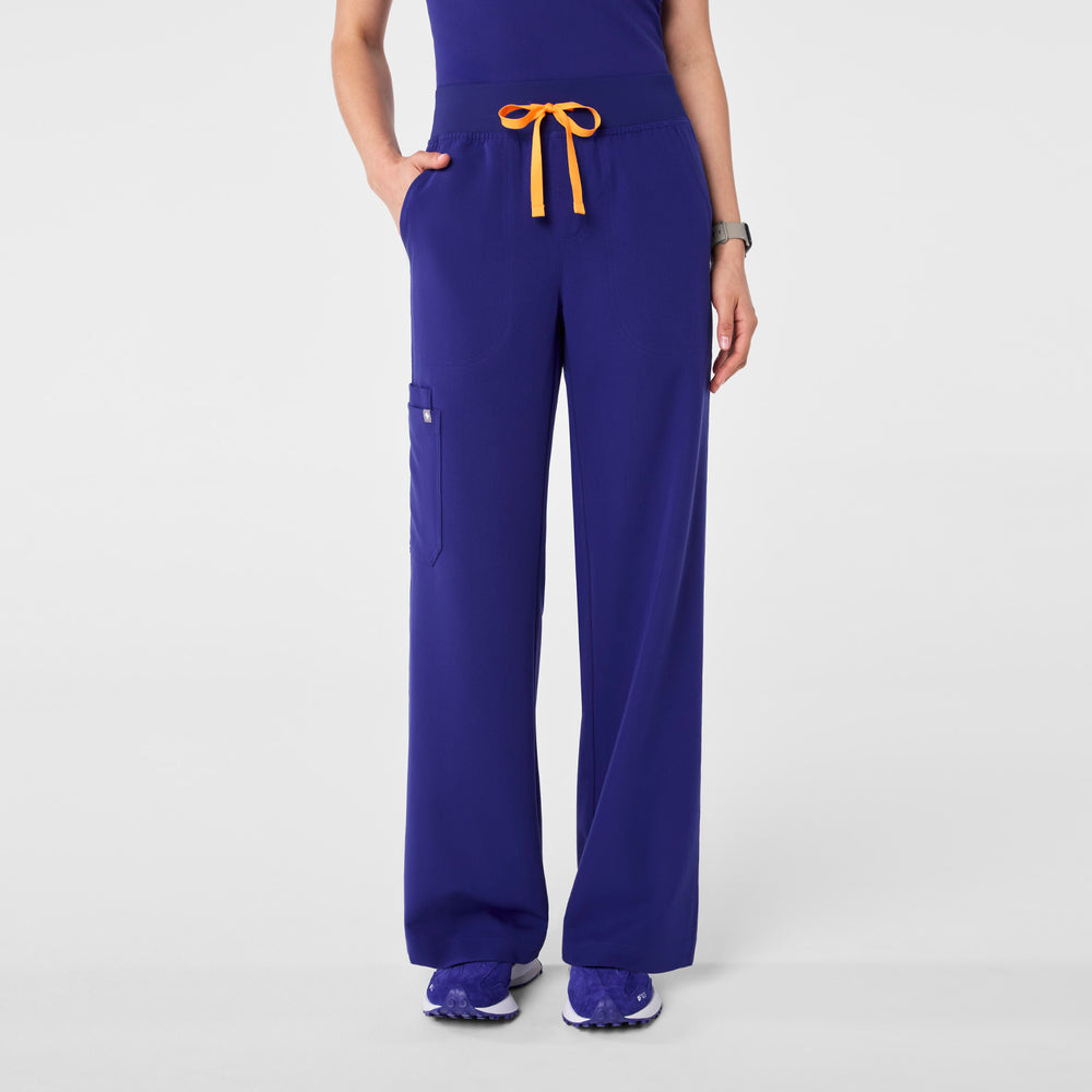 women's Deep Royal Blue High Waisted Isabel Wide Leg - Scrub Pant