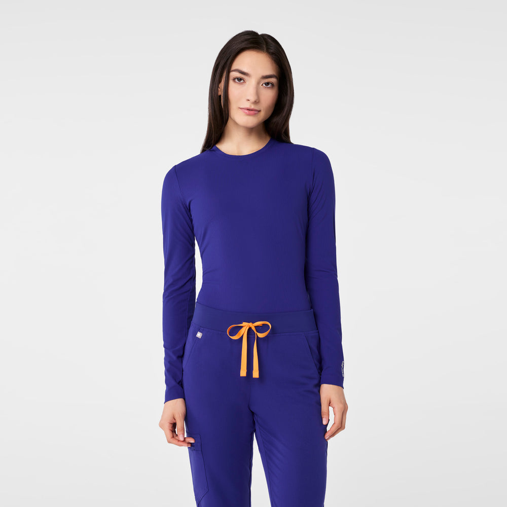 women's Deep Royal Blue Ribbed - Longsleeve Underscrub