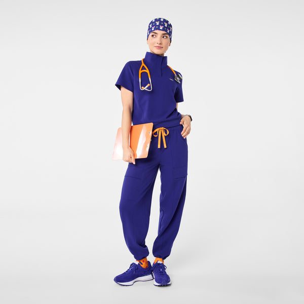 Deep Royal Blue Koala-fied Print Modern - Classic Scrub Cap Buttonholes