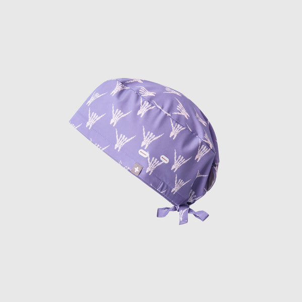 Amethyst Bone Print FIGS Scrub Cap With Buttonholes