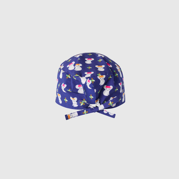 Deep Royal Blue Koala-fied Print Modern - Classic Scrub Cap Buttonholes