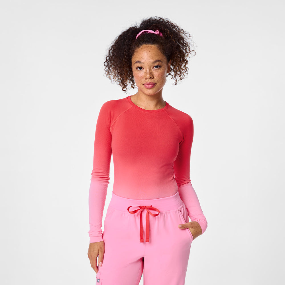 women's Ombre Sunrise Pink Salta Seamless - Longsleeve Underscrub