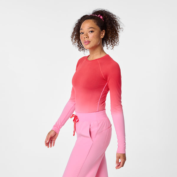 women's Ombre Sunrise Pink Salta Seamless - Longsleeve Underscrub