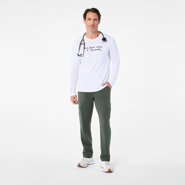 Men's Optic White My First Name is Doctor - Long-Sleeve Underscrub