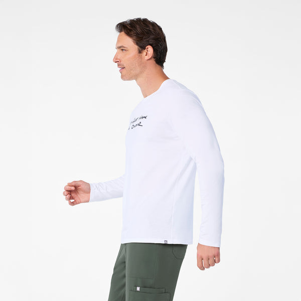Men's Optic White My First Name is Doctor - Long-Sleeve Underscrub