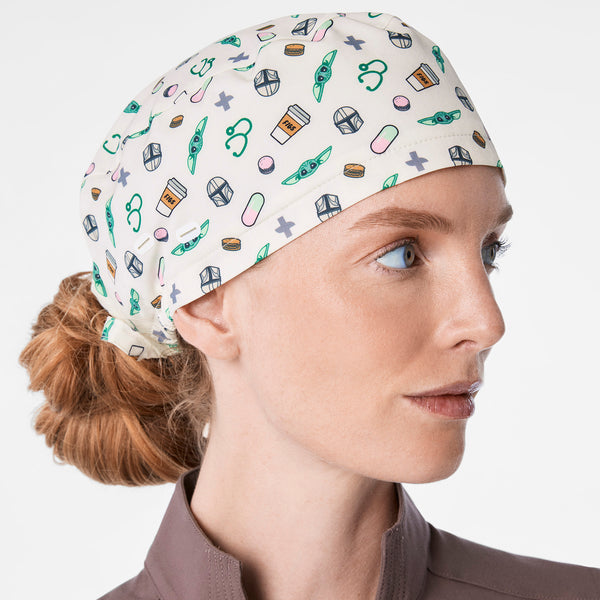 Off White STAR WARS™ | FIGS Grogu Snack Print Modern - Classic Scrub Cap Buttonholes