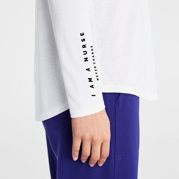 Women's Optic White I Am A Nurse - Long-Sleeve Underscrub
