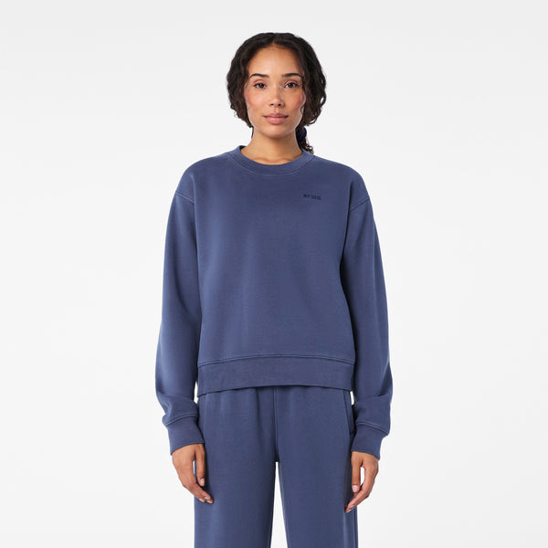 women's Quiet Navy Hayden Vintage Wash - Crewneck Sweatshirt