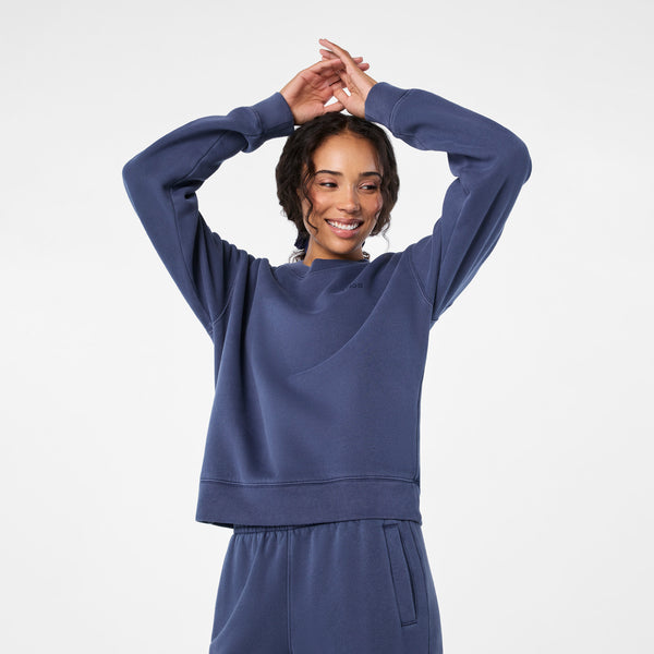 women's Quiet Navy Hayden Vintage Wash - Crewneck Sweatshirt