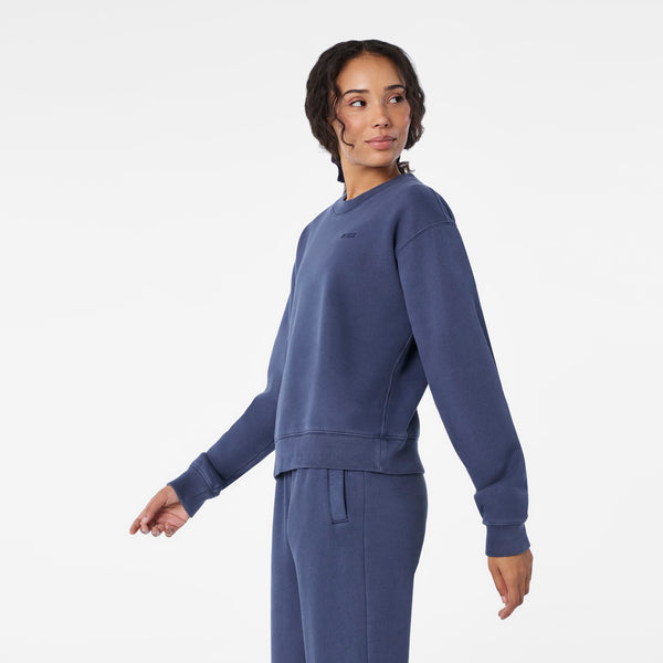 women's Quiet Navy Hayden Vintage Wash - Crewneck Sweatshirt