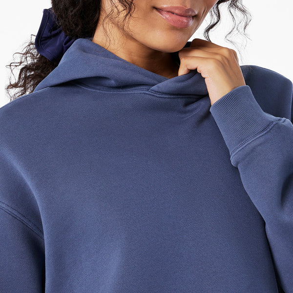 women's Quiet Navy Hayden Vintage Wash Cropped - Hoodie Sweatshirt
