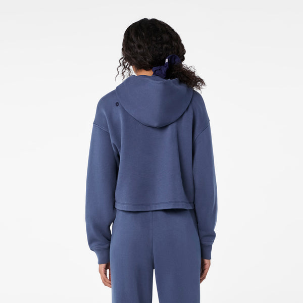 women's Quiet Navy Hayden Vintage Wash Cropped - Hoodie Sweatshirt