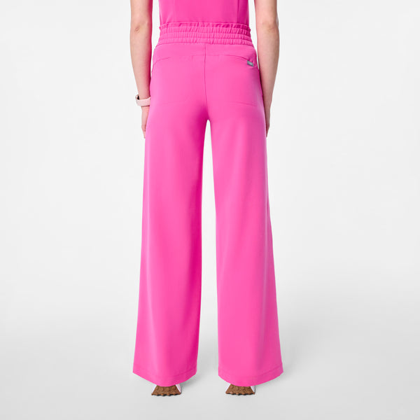 women's Rapid Response Pink High Waisted Allison Ultra Wide Leg - Petite Scrub Pant