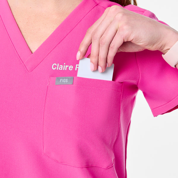 women's Rapid Response Pink Catarina Petite - One-Pocket Scrub Top™