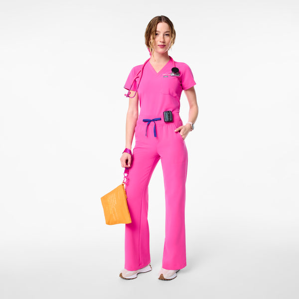 women's Rapid Response Pink High Waisted Isabel Wide Leg - Scrub Pant