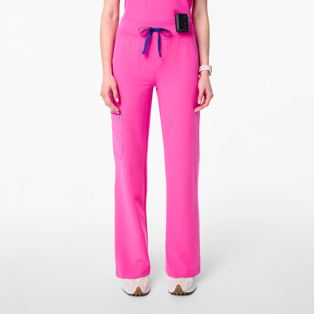 women's Rapid Response Pink High Waisted Isabel Wide Leg - Scrub Pant