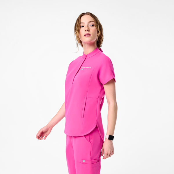 women's Rapid Response Pink Montex - Mock Neck Scrub Top