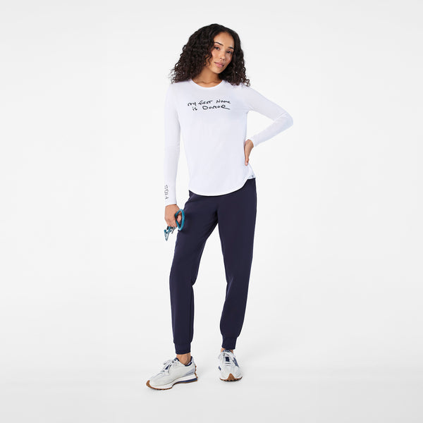 women's Optic White My First Name is Doctor Supersoft - Longsleeve Underscrub