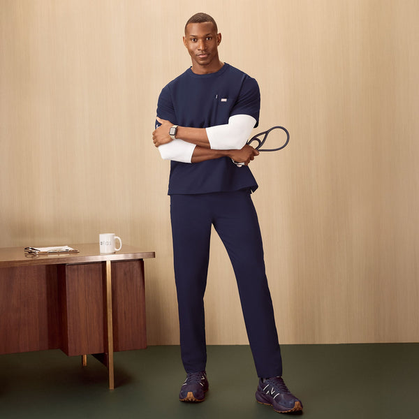 men's Navy Easton Relaxed - Crewneck Scrub Top