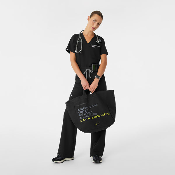 Black A Very Large Needle - Detachable Strap Tote